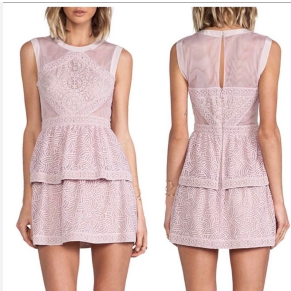 BCBG Joselyn Tiered Lace Mini Dress